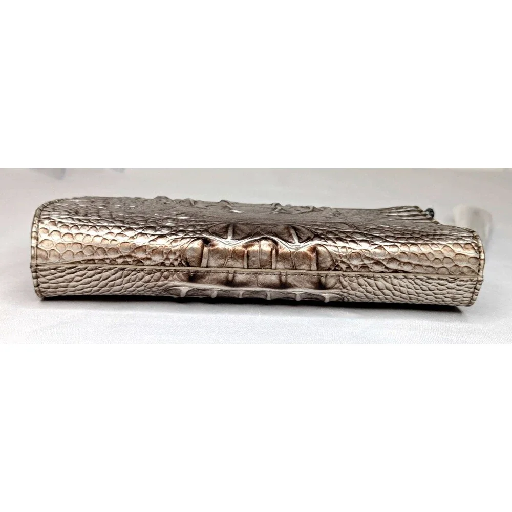 Brahmin Daisy Large Zip Wristlet - Silver Lining, Grey Taupe Brown NWT - Picture 5 of 9